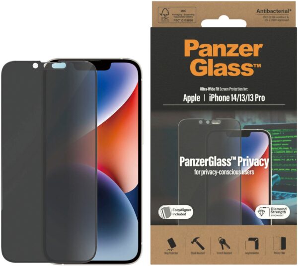 PanzerGlass Displayschutzglas »Privacy Apple iPhone 14/13/13 Pro - Ultra-Wide Fit inkl. EasyAligner«